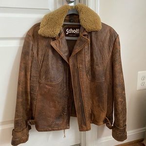 Vintage Sherpa Lined Genuine Leather Jacket